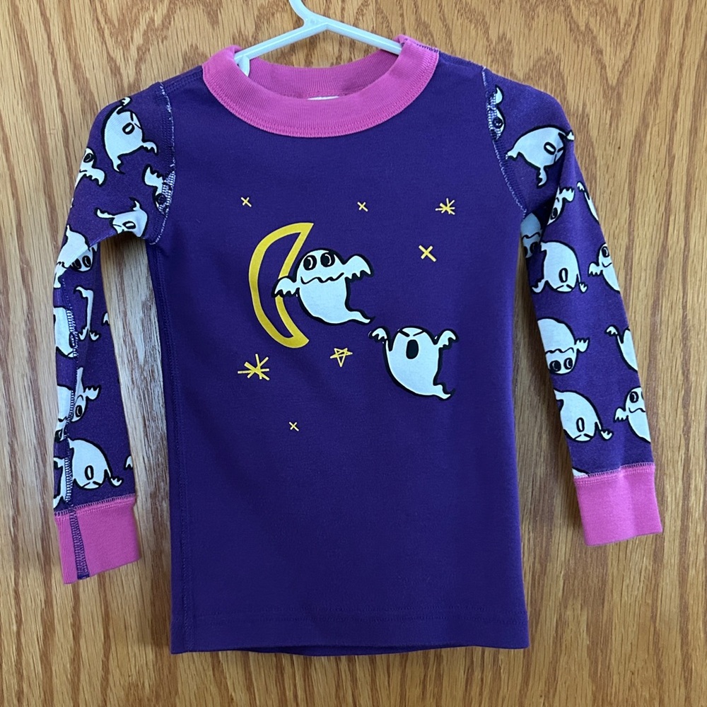 Hanna Andersson 3T Purple Halloween Ghost Pajama Long Sleeve Shirt Sz 90